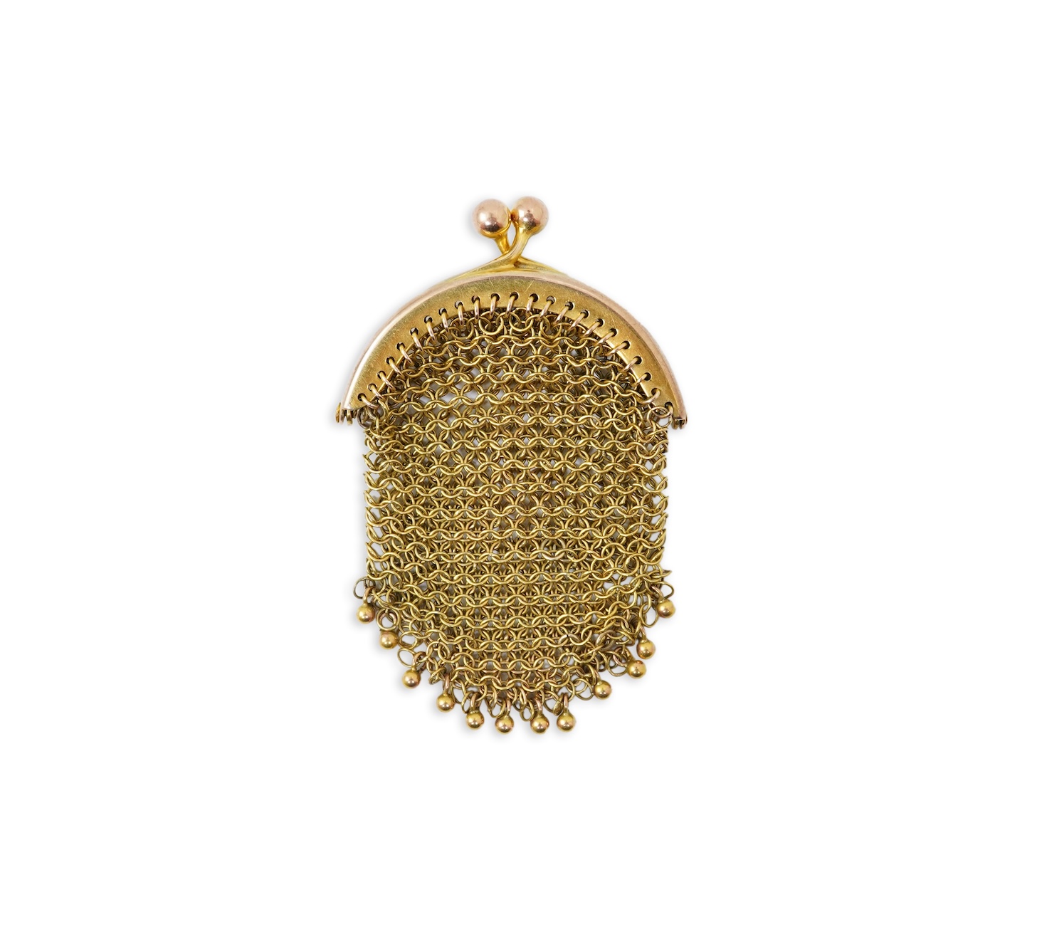 A small early 20th century 9ct gold mesh purse